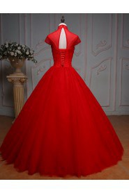 Ball Gown High Neck Tulle Prom / Formal Evening Dress with Beading
