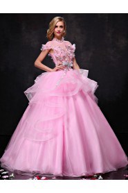 Ball Gown High Neck Organza Prom / Formal Evening / Quinceanera / Sweet 18 Dress with Embroidery