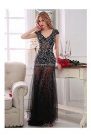 Sheath / Column V-neck Prom / Formal Evening Dress with Beading