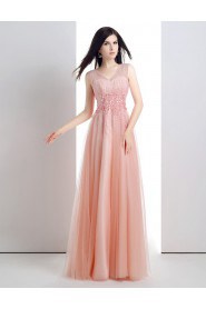 A-line V-neck Prom / Formal Evening Dress with Beading