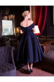 A-line Off-the-shoulder Cocktail Party Dress with Beading