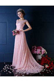 A-line Scoop Prom / Formal Evening Dress with Beading