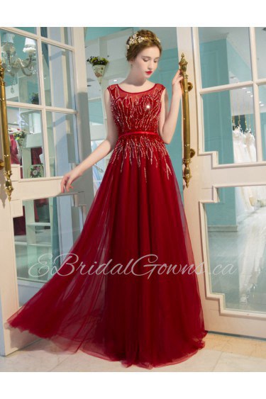 A-line Scoop Prom / Formal Evening Dress with Beading