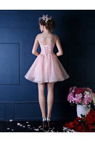 A-line Scoop Cocktail Party Dress with Embroidery