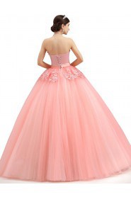 Ball Gown Strapless Tulle Prom / Formal Evening / Quinceanera / Sweet 18 Dress with Pearl