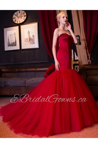 Trumpet / Mermaid Strapless Prom / Formal Evening Dress with Beading