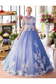 Ball Gown High Neck Prom / Formal Evening Dress with Flower(s)