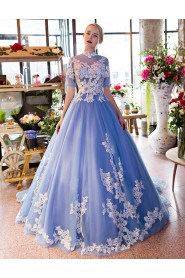 Ball Gown High Neck Prom / Formal Evening Dress with Flower(s)