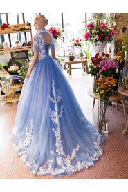 Ball Gown High Neck Prom / Formal Evening Dress with Flower(s)