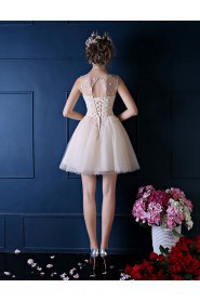 A-line Scoop Cocktail Party Dress with Flower(s)