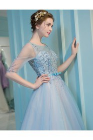 A-line Scoop Tulle:Tulle Prom / Formal Evening Dress with Pearl