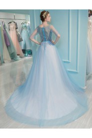 A-line Scoop Tulle:Tulle Prom / Formal Evening Dress with Pearl