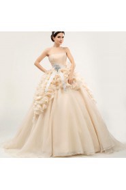 Ball Gown Strapless Tulle Prom / Formal Evening / Quinceanera / Sweet 18 Dress with Crystal