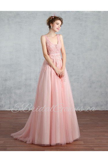 A-line Scoop Prom / Formal Evening Dress with Beading