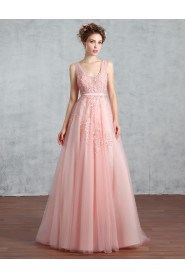 A-line Scoop Prom / Formal Evening Dress with Beading