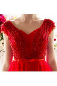 A-line V-neck Prom / Formal Evening Dress with Crystal