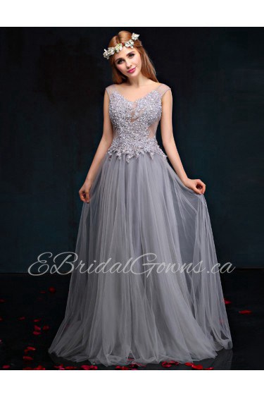 A-line V-neck Prom / Formal Evening Dress with Beading