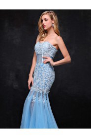 Trumpet / Mermaid Strapless Prom / Formal Evening Dress with Flower(s)