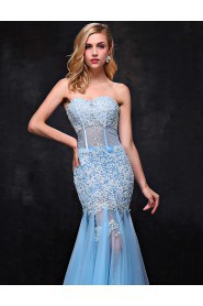 Trumpet / Mermaid Strapless Prom / Formal Evening Dress with Flower(s)