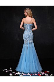 Trumpet / Mermaid Strapless Prom / Formal Evening Dress with Flower(s)