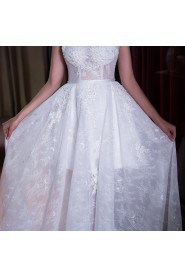 A-line Scoop Wedding Dress with Beading