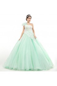 Ball Gown One Shoulder Prom / Formal Evening / Quinceanera / Sweet 18 Dress with Flower(s)