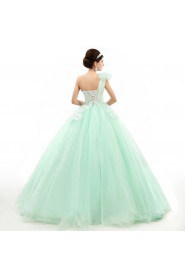 Ball Gown One Shoulder Prom / Formal Evening / Quinceanera / Sweet 18 Dress with Flower(s)