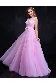 A-line Scoop Prom / Formal Evening Dress with Flower(s)