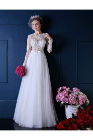 A-line Jewel Wedding Dress with Beading