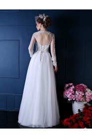 A-line Jewel Wedding Dress with Beading