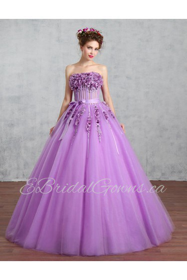 Ball Gown Strapless Organza Prom / Formal Evening / Quinceanera / Sweet 18 Dress with Flower(s)