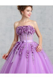 Ball Gown Strapless Organza Prom / Formal Evening / Quinceanera / Sweet 18 Dress with Flower(s)