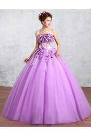 Ball Gown Strapless Organza Prom / Formal Evening / Quinceanera / Sweet 18 Dress with Flower(s)