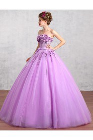 Ball Gown Strapless Organza Prom / Formal Evening / Quinceanera / Sweet 18 Dress with Flower(s)