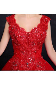 Ball Gown V-neck Lace Prom / Formal Evening Dress with Sequins