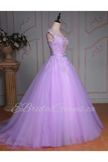 Ball Gown V-neck Prom / Formal Evening Dress with Beading