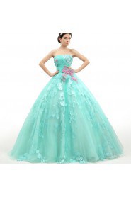 Ball Gown Strapless Tulle Prom / Formal Evening / Quinceanera / Sweet 18 Dress with Flower(s)