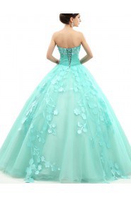 Ball Gown Strapless Tulle Prom / Formal Evening / Quinceanera / Sweet 18 Dress with Flower(s)