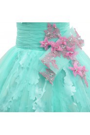 Ball Gown Strapless Tulle Prom / Formal Evening / Quinceanera / Sweet 18 Dress with Flower(s)