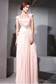 Square Floor-length Cap Sleeve Chiffon Formal Prom / Evening Dress