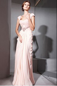 Square Floor-length Cap Sleeve Chiffon Formal Prom / Evening Dress