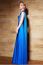 One Shoulder Floor-length Sleeveless Satin Formal Prom / Evening Dress