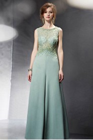 Bateau Floor-length Sleeveless Chiffon Formal Prom / Evening Dress