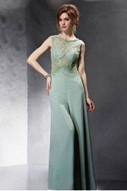 Bateau Floor-length Sleeveless Chiffon Formal Prom / Evening Dress