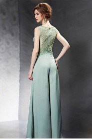 Bateau Floor-length Sleeveless Chiffon Formal Prom / Evening Dress