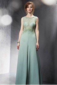 Bateau Floor-length Sleeveless Chiffon Formal Prom / Evening Dress