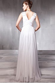 V-neck Floor-length Sleeveless Chiffon Formal Prom / Evening Dress