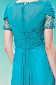 Scoop Floor-length Short Sleeve Chiffon Formal Prom / Evening Dress