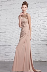 Jewel Floor-length Sleeveless Tulle Formal Prom / Evening Dress