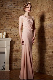 Off-the-shoulder Floor-length Short Sleeve Chiffon Formal Prom / Evening Dress